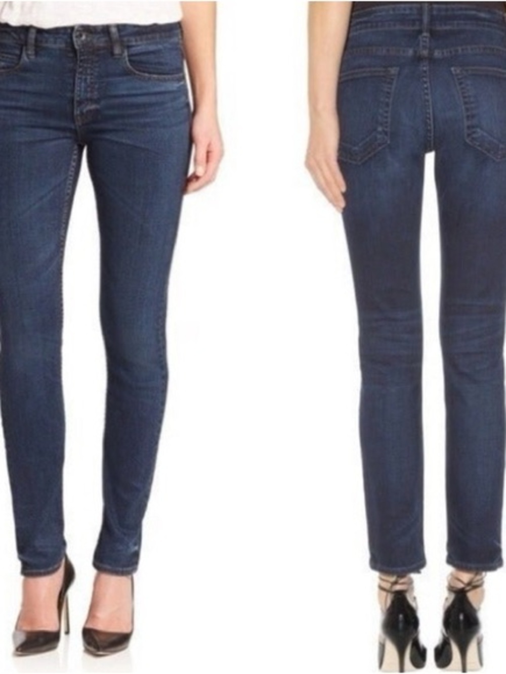 NEW Helmut Lang Women’s Mid-Rise Ankle Skinny Jeans Dark Indigo Wash Size 28